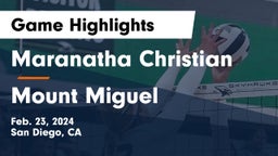 Maranatha Christian  vs Mount Miguel Game Highlights - Feb. 23, 2024