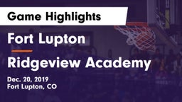 Fort Lupton  vs Ridgeview Academy  Game Highlights - Dec. 20, 2019