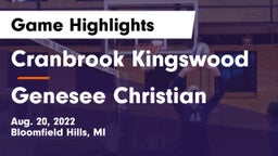 Cranbrook Kingswood  vs Genesee Christian Game Highlights - Aug. 20, 2022