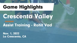 Crescenta Valley  vs Assist Training - Rohit Vad Game Highlights - Nov. 1, 2022