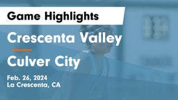 Crescenta Valley  vs Culver City  Game Highlights - Feb. 26, 2024