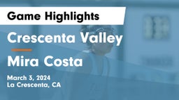 Crescenta Valley  vs Mira Costa  Game Highlights - March 3, 2024
