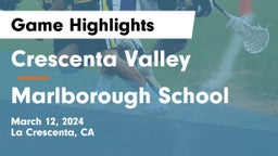 Crescenta Valley  vs Marlborough School Game Highlights - March 12, 2024