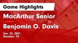 MacArthur Senior  vs Benjamin O. Davis  Game Highlights - Jan. 22, 2021