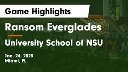 Ransom Everglades  vs University School of NSU Game Highlights - Jan. 24, 2023