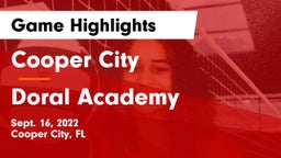 Cooper City  vs Doral Academy  Game Highlights - Sept. 16, 2022