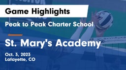 Peak to Peak Charter School vs St. Mary's Academy Game Highlights - Oct. 3, 2023