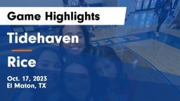 Tidehaven  vs Rice  Game Highlights - Oct. 17, 2023