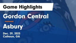 Gordon Central   vs Asbury Game Highlights - Dec. 29, 2023