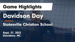 Davidson Day  vs Statesville Christian School Game Highlights - Sept. 27, 2022