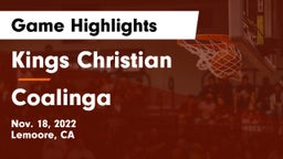 Kings Christian  vs Coalinga  Game Highlights - Nov. 18, 2022