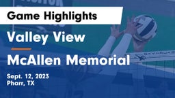 Valley View  vs McAllen Memorial  Game Highlights - Sept. 12, 2023
