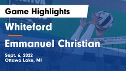 Whiteford  vs Emmanuel Christian  Game Highlights - Sept. 6, 2022