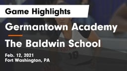 Germantown Academy vs The Baldwin School Game Highlights - Feb. 12, 2021