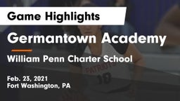 Germantown Academy vs William Penn Charter School Game Highlights - Feb. 23, 2021