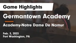 Germantown Academy vs Academy-Notre Dame De Namur  Game Highlights - Feb. 3, 2023