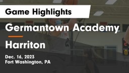 Germantown Academy vs Harriton  Game Highlights - Dec. 16, 2023