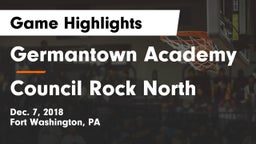 Germantown Academy vs Council Rock North  Game Highlights - Dec. 7, 2018