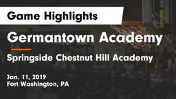 Germantown Academy vs Springside Chestnut Hill Academy  Game Highlights - Jan. 11, 2019