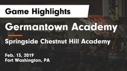 Germantown Academy vs Springside Chestnut Hill Academy  Game Highlights - Feb. 13, 2019