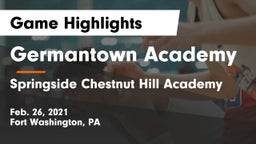 Germantown Academy vs Springside Chestnut Hill Academy  Game Highlights - Feb. 26, 2021