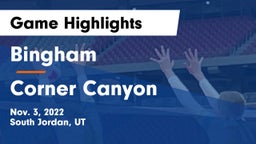Bingham  vs Corner Canyon  Game Highlights - Nov. 3, 2022
