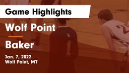 Wolf Point  vs Baker  Game Highlights - Jan. 7, 2022