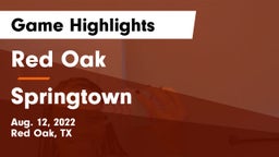 Red Oak  vs Springtown  Game Highlights - Aug. 12, 2022