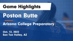 Poston Butte  vs Arizona College Preparatory  Game Highlights - Oct. 12, 2022