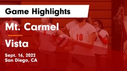 Mt. Carmel  vs Vista  Game Highlights - Sept. 16, 2022