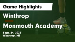 Winthrop  vs Monmouth Academy  Game Highlights - Sept. 24, 2022