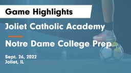 Joliet Catholic Academy  vs Notre Dame College Prep Game Highlights - Sept. 26, 2022