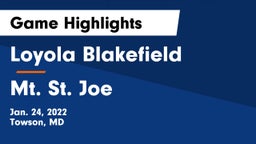 Loyola Blakefield  vs Mt. St. Joe Game Highlights - Jan. 24, 2022