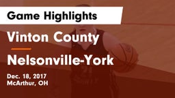 Vinton County  vs Nelsonville-York  Game Highlights - Dec. 18, 2017