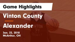 Vinton County  vs Alexander  Game Highlights - Jan. 22, 2018