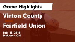 Vinton County  vs Fairfield Union  Game Highlights - Feb. 18, 2018
