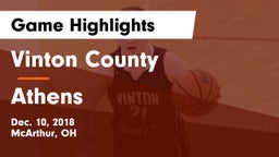Vinton County  vs Athens  Game Highlights - Dec. 10, 2018