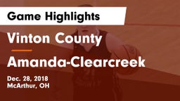 Vinton County  vs Amanda-Clearcreek  Game Highlights - Dec. 28, 2018