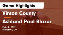 Vinton County  vs Ashland Paul Blazer  Game Highlights - Feb. 2, 2019