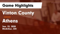 Vinton County  vs Athens  Game Highlights - Jan. 23, 2020