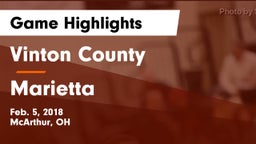 Vinton County  vs Marietta Game Highlights - Feb. 5, 2018