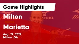 Milton  vs Marietta  Game Highlights - Aug. 27, 2022