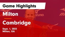 Milton  vs Cambridge  Game Highlights - Sept. 1, 2022