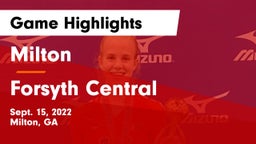 Milton  vs Forsyth Central  Game Highlights - Sept. 15, 2022