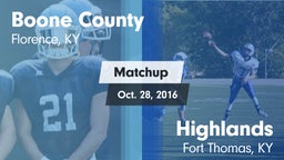 Matchup: Boone County High vs. Highlands  2016