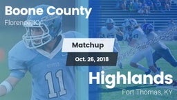 Matchup: Boone County High vs. Highlands  2018
