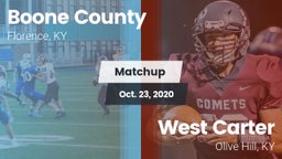 Matchup: Boone County High vs. West Carter  2020