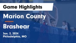 Marion County  vs Brashear  Game Highlights - Jan. 2, 2024