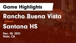 Rancho Buena Vista  vs Santana HS Game Highlights - Dec. 30, 2022
