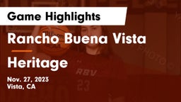 Rancho Buena Vista  vs Heritage  Game Highlights - Nov. 27, 2023
